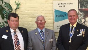 Pictured at the luncheon following the June 11 meeting are (L to R) Rick Greathouse, president, Daniel Boone Chapter, Bill Lester, president, WVSSAR and Jay Frey, president Fort Henry Chapter